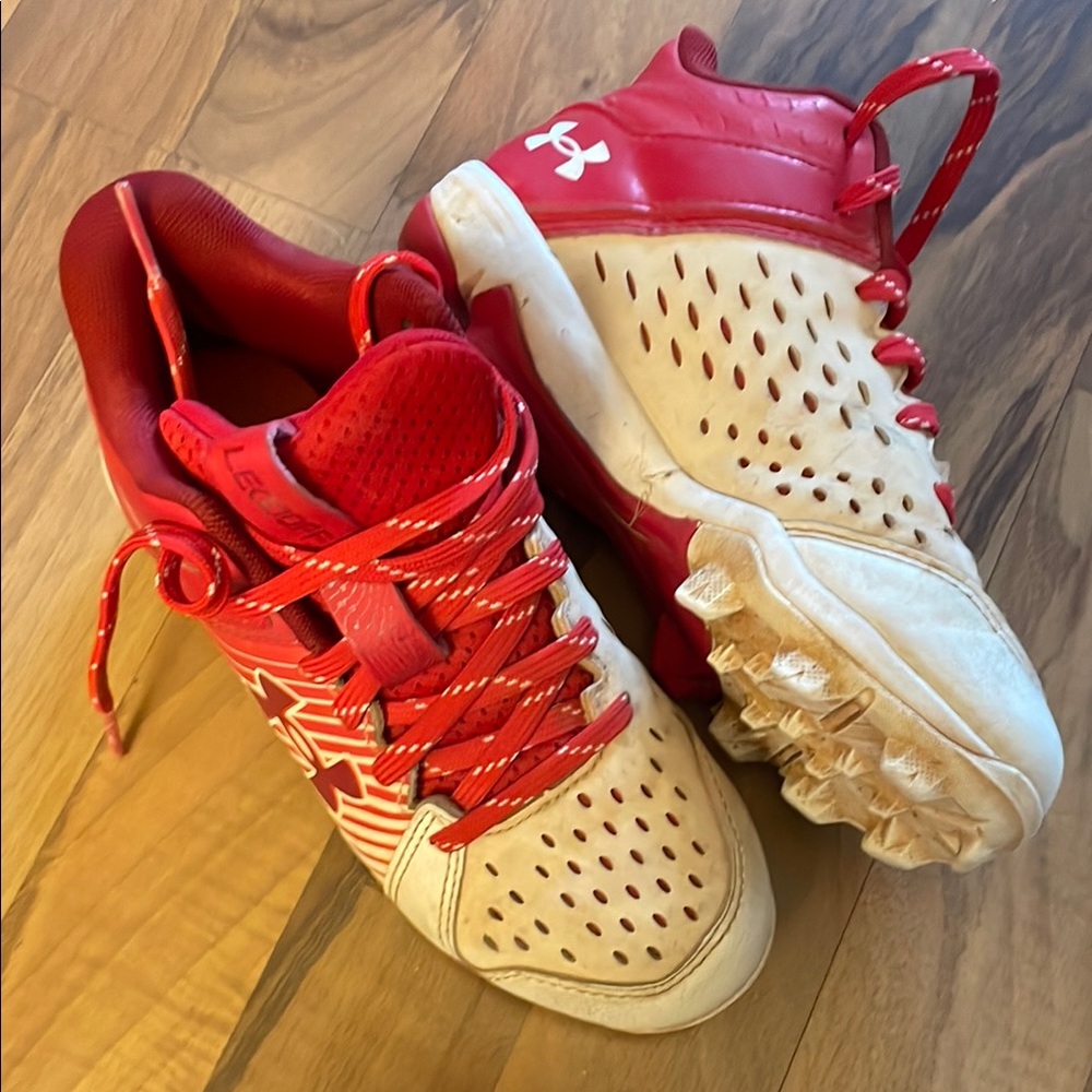 Under Armour Red and White Breathable Sneakers